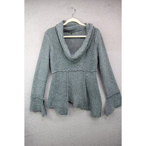 Jasmine KC Long Belled Sleeves Popcorn Knit Sweater-Large-Boho-Asymmetrical-Wool